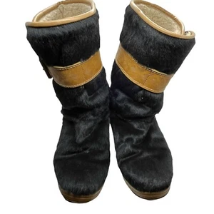 Tecnica Winter Boots Women's Size US 11 EUR 43 Black Goat Fur Round Toe - Picture 1 of 10