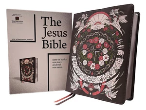Jesus Bible Artist Edition NIV Leathersoft Gray Floral VERY GOOD Scratch on back - Picture 1 of 9