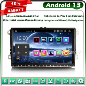 9" Android 13 64GB Autoradio DAB+GPS Navi Für VW Crafter ŠKODA Amarok Caddy Polo - Bild 1 von 24