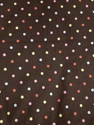 Brother Sister Design Fabric Pastel Polka Dots on Brown 3/4Y x 44"W - Image 1 of 3
