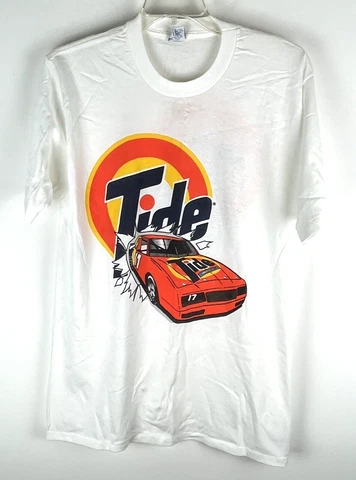 Vintage NASCAR Darrell Waltrip 17 Tide Racing Team Dawn T-shirt White XL USA Cover