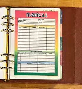 Inserto de tablero de historial médico 4 usos con agenda de anillo ErinCondren A5 - Imagen 1 de 3