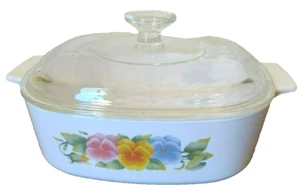 Corning Ware SUMMER BLUSH PANSY Casserole Dish with Lid A-2-B 2L Discontinued - Picture 1 of 10