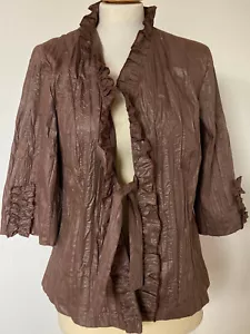 Thomsen Italy France Germany Ladies Blouses Jacket Size 40 Braun Crinklelook - Picture 1 of 10
