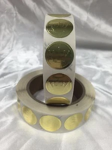 Hallmark Embossed Gold Foil Seals 1" Diameter Gold Crown 1000 Sticker Roll - Picture 1 of 4