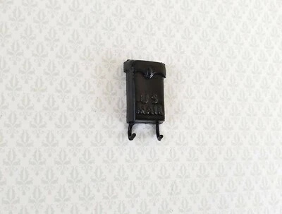 Dollhouse Miniature Mailbox Black with Newspaper Hooks 1:12 Scale Accessory
