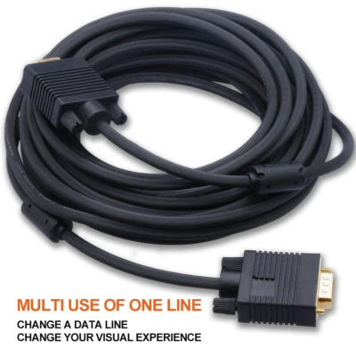 Computer Monitor Wire 15FT VGA Cable with Standard 15 Pin Gold Plated Connector - Image 1 of 4