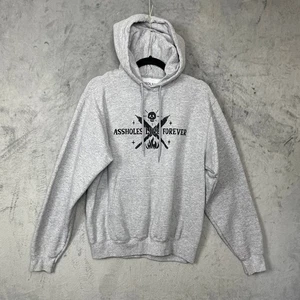 Streetwear Graphic Skull Slogan Gray Pullover Hoodie Sweatshirt Small Campfire - Picture 1 of 7