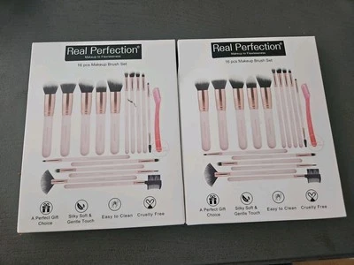 Juego de brochas de maquillaje Real Perfection 32 piezas con 1 maquinilla de afeitar para cejas sintética premium F Foto 1 de 2