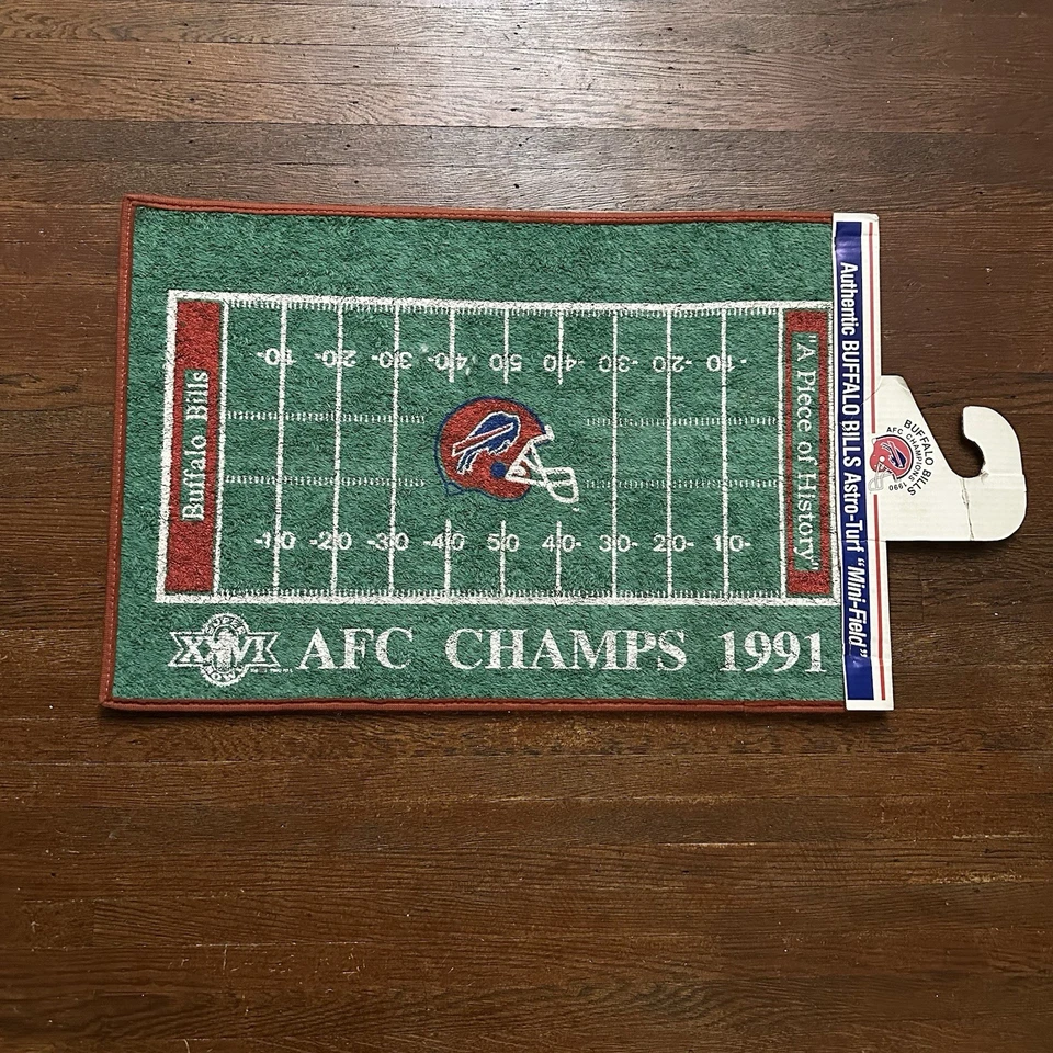 Alfombrilla de puerta de césped de campo Buffalo Bills AFC Champs 1991 de colección rara nueva nunca usada Foto 1 de 4