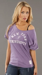 Neu mit Etikett Retro Sport New York University Dolman Ärmel-T-Shirt lila - Bild 1 von 9