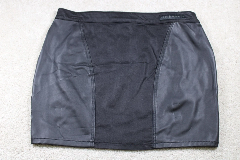 Falda Rock & Republic Mujer 6 Negra Cybil Imitación Cuero Cremallera Panel Mini Punk Foto 1 de 4