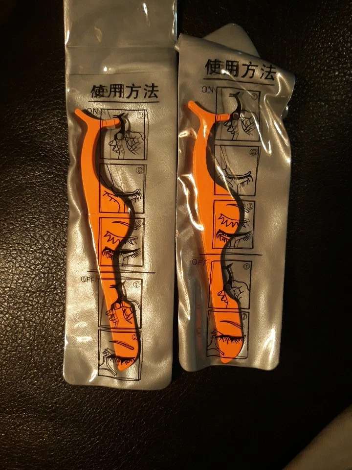 Two Orange False Eyelash Extension Tweezer Applicator Makeup Beauty FREE SHIP - Image 1 of 1