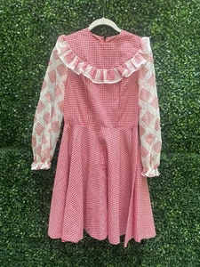 Vtg 60s MOD Mini Dress Gingham Jean’s Dream Med - Picture 1 of 6
