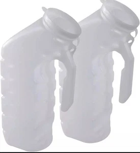 Male Urinal w Cover Handle Portable Handheld Overnight Pee Bottles Travel Men 2 - Picture 1 of 1