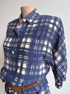 Vtg 1950s Dress Blue Plaid Unique Design Fabric Color Runs As Is / Inspiration - Picture 1 of 17