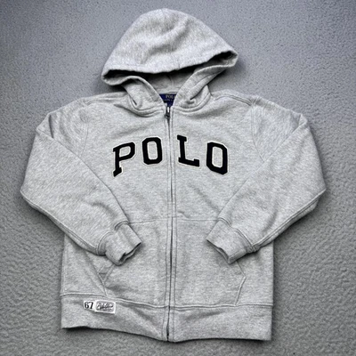 Polo Ralph Lauren Hoodie Boys 7 Gray Full Zip Fleece POLO Logo Sweatshirt - Image 1 of 4