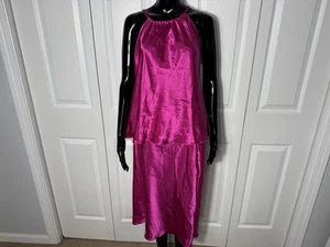 ✅New ✅Nicole Miller Pink Satin Midi Skirt And Shirt Outfit ✅Womens ✅ Small - Picture 1 of 19