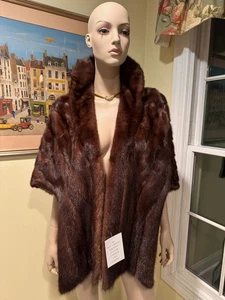 Plus Size Chocolate Brown Female Mink Real FUR STOLE WRAP Shawl SHRUG Bridal - Picture 1 of 9