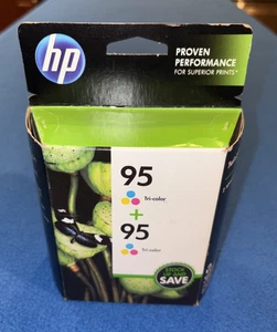 HP 95 Tri-Color Dual Twin Pack Ink Cartridges Sealed 2016 Hewlett Packard - Picture 1 of 7