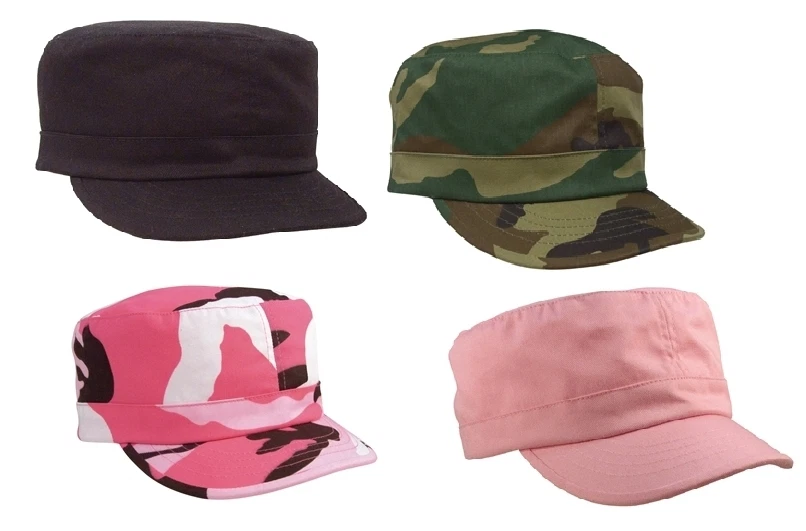 Women's Military Caps - Womans Black, Pink Camo Adjustable Fatigue Hats - Image 1 of 1