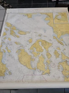 VTG. NAUTICAL MAP STRAIT OF JUAN DE FUCA TO STRAIT OF GEORGIA 46x36 1ST ED. 1907 - Picture 1 of 17