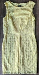 NWT Connected Apparel Women's Yellow Crochet Tiered Sheath Dress Size 10 - Picture 1 of 12