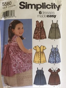Girl's sundress pattern Simplicity 5580 6 dresses size A 3-8 uncut - Picture 1 of 4