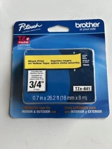 Brother P-Touch YZe-641, 3/4" - Laminated Black Print On Yellow Tape New Sealed - Picture 1 of 4