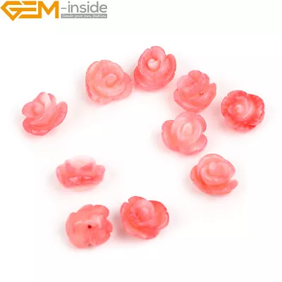 Cuentas de coral medio perforadas flor rosa cuentas para hacer joyas pendiente al por mayor Foto 1 de 4