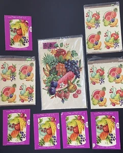NEW Vintage MEYERCORD Decorative DECALS FRUIT Apples Banana Cherry Pineapple NOS - Picture 1 of 12