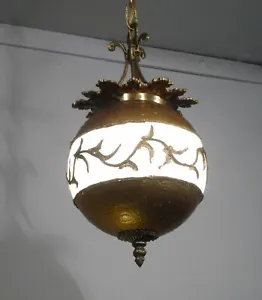 Antique Vintage 1950's  Chandelier Globe Light Fixture Pendant Lamp Petite - Picture 1 of 6