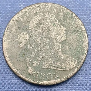 1802 Draped Bust Large Cent 1c Better Grade VF Details. Corroded. #45060 - Picture 1 of 2