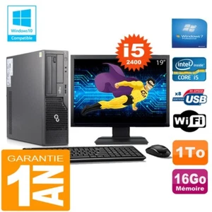PC Fujitsu Esprimo E500 E85+ SFF Core I5-2400 16Go Disque 1 To Wifi W7 Ecran 19" - Photo 1/1