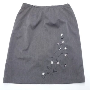 Worthington A-Line Skirt Women 16 Gray Floral Rayon Stretch Back Zip Embroidered - Picture 1 of 8