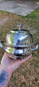 Vintage Silver Server Dish Barbour Bros Co Quadruple Butter Engraved - Picture 1 of 6