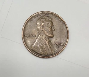1954-D Lincoln Wheat Penny Double Strike Error, Die Break (Cud) On (9). - Picture 1 of 14
