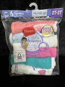 Hanes EasyCare Pre Shrunk Toddler Girls Tagless Hipsters Underwear.6Pk NEW IN Pk - Picture 1 of 5