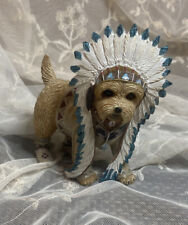 The Hamilton Collection Chief Little Paws Yorkie Indian Native Dog Figurine 4.5"