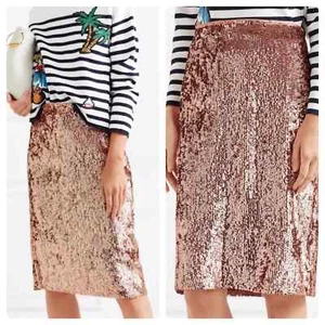 J.Crew Rose Gold Sequin Skirt size 12 sparkly pencil skirt - Picture 1 of 5