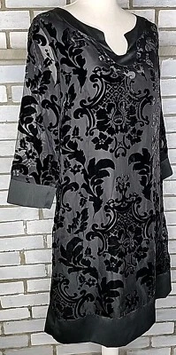 Nuevo con etiquetas Vestido recto Merona para mujer manga 3/4 terciopelo chifón talla mediana forrado negro Foto 1 de 4