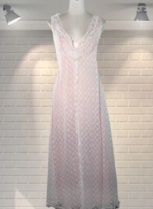 Vintage 80er Jahre Double Nylon Full Length Nightgown Nachthemd - Claire James Original - Bild 1 von 4