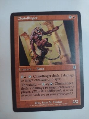 MTG Magic The Gathering Card Chainflinger Creature Beast Red Odyssey  - Image 1 of 2