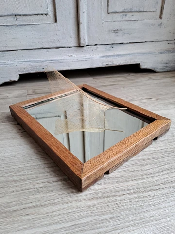 Antique Campaign Mirror, Oak Mirror, Antique Oxidized Mirror, Travelling Mirror Cover