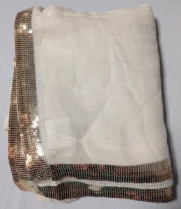 Faliero Sarti Ivory Modal Silk Sequin Embellish Perimeter Scarf Approx 64" X 56" - Picture 1 of 9