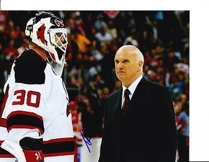 NEW JERSEY DEVILS LOU LAMORIELLO SIGNED WITH BRODEUR 8X10 - Picture 1 of 1