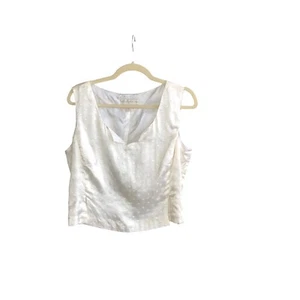 Doncaster 100% Silk Ivory Polka Dot V Neck Formal Top Size 12 - Picture 1 of 8