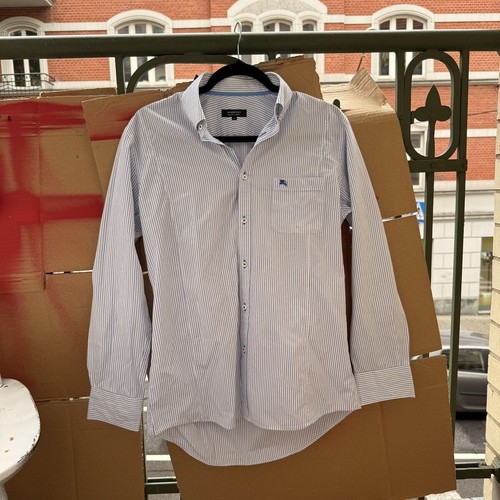 Camicia elegante vintage Burberry etichetta nera a righe taglia 50 69