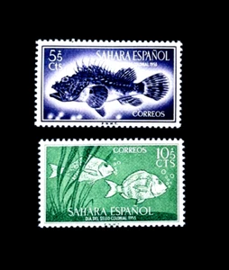 SPANISH SAHARA Stamp Lot - 1953 Stamp Day Series Fish Semi Postal MLH r74 - Picture 1 of 2