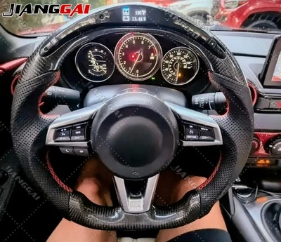 Volante LED deportivo de fibra de carbono real para Mazda MX-5 Miata 2016-2025 Foto 1 de 4